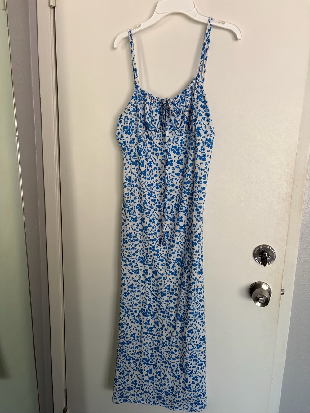Blue Floral Spaghetti-Strap Dress